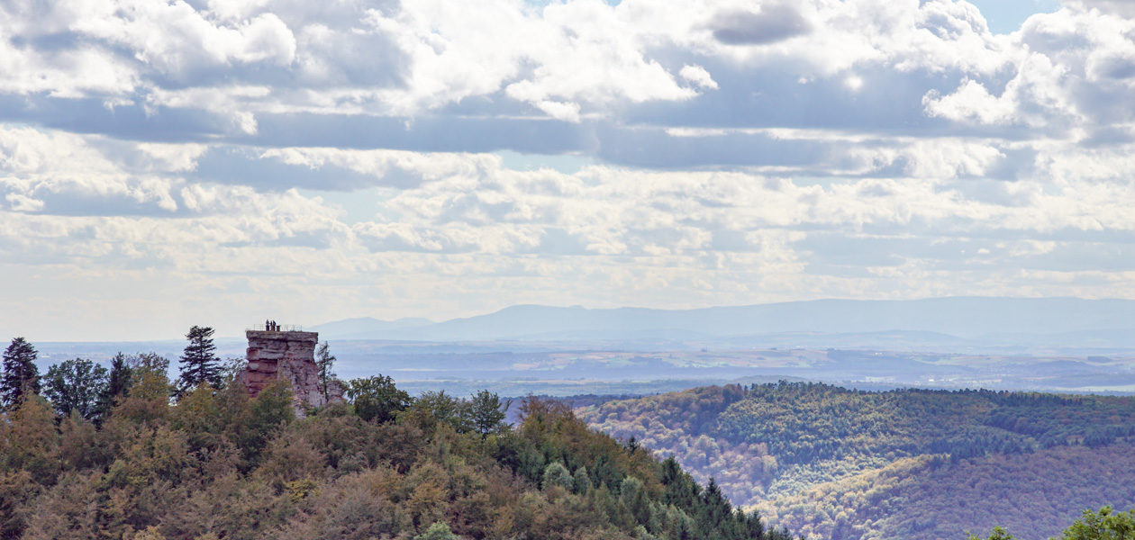 Blick von der Wegelnburg auf Hohenbourg